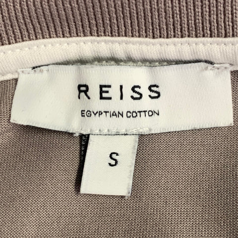 Polo zippé en coton color block REISS Samuel blanc écru et marron taille S