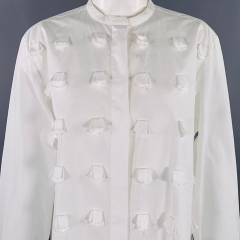PORTS 1961 Size M White Cotton Applique Nehru Collar Shirt