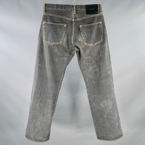 YOHJI YAMAMOTO x SPOTTED HORSE CRAFT Size 32 Grey Cotton Straight Selvedge Jeans