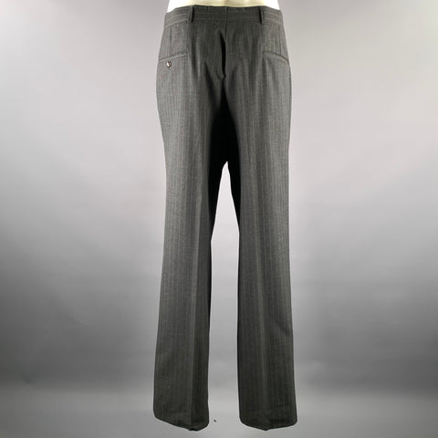 CHRISTIAN DIOR Size 44 Grey Pinstripe Wool Double Breasted Suit