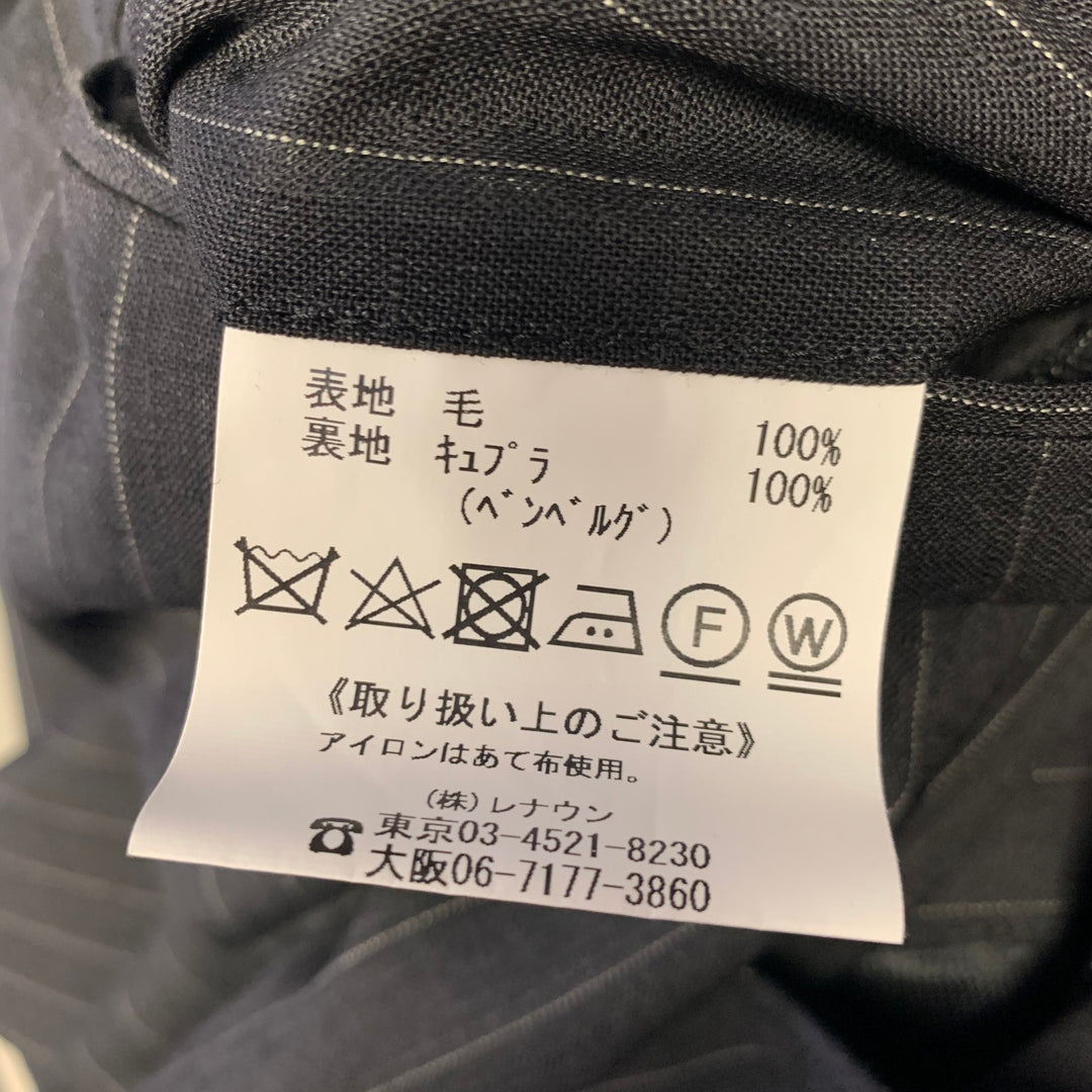 D'URBAN Chest Size 40 Black Silver Pinstripe Wool Notch Lapel Suit