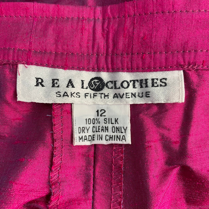 SAKS FIFTH AVENUE Size 12 Pink Fuchsia Silk Shantung Dress Pants
