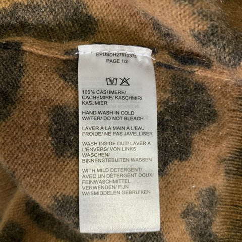 SAKS FIFTH AVENUE Size S Brown Black Cashmere Animal Print Pullover