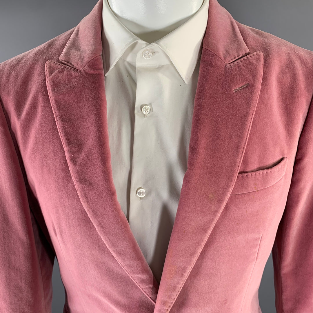 BURBERRY Size 40 Pink Velvet Cotton Peak Lapel Sport Coat