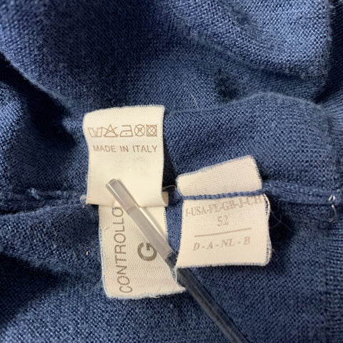 BRUNELLO CUCINELLI Size M Navy Grey Cotton Zip Mock Neck Sweater