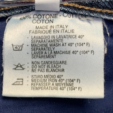 GUCCI Size 34 Blue Distressed Cotton Tapered Button Fly Jeans