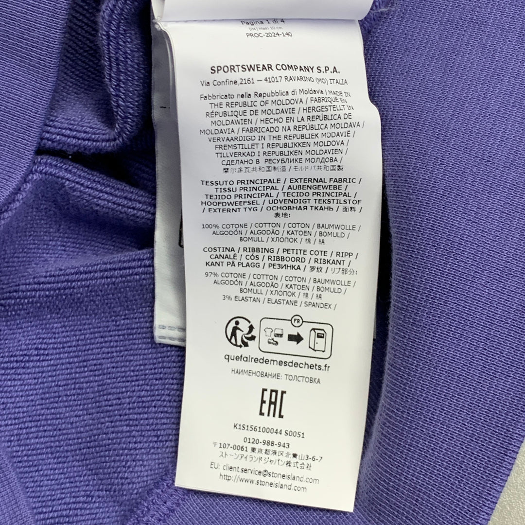 STONE ISLAND Size XL Purple Cotton Crew Neck Sweatshirt