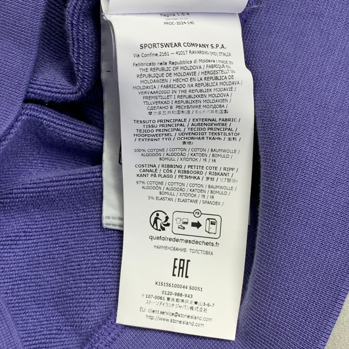 STONE ISLAND Size XL Purple Cotton Crew Neck Sweatshirt
