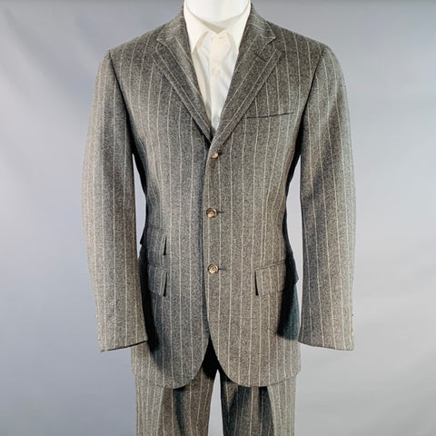 POLO by RALPH LAUREN Size 38 Regular Grey White Chalkstripe Notch Lapel Suit