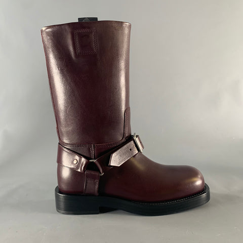 BURBERRY Size 8 Burgundy Leather Pull On Boots