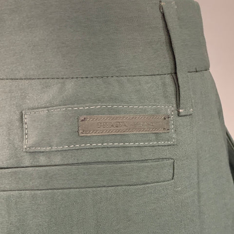 PRADA Size 4 Forest Green Wool Mohair Cuffed Straight Dress Pants