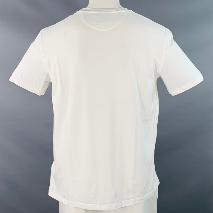 VALENTINO Size XL White Logo Cotton Short Sleeve Crew Neck T-shirt