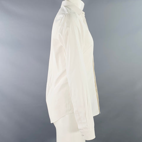 VALENTINO Size M White Cotton Hidden Buttons Long Sleeve Shirt