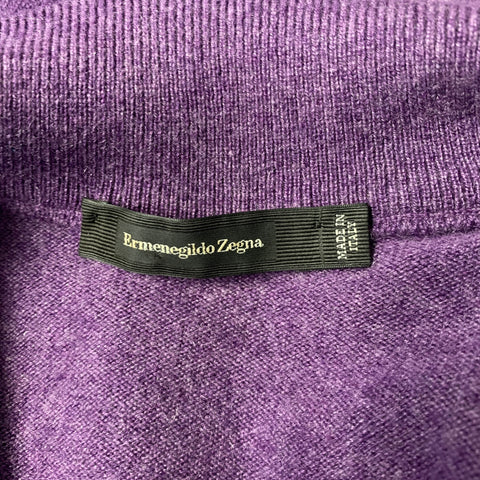 ERMENEGILDO ZEGNA Size M Purple Cashmere 3/4 zipper Pullover