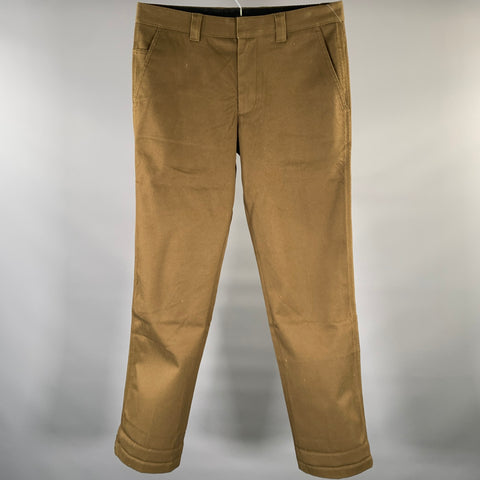 VINCE Size 32 Brown Twill Cotton Blend Straight Casual Pants