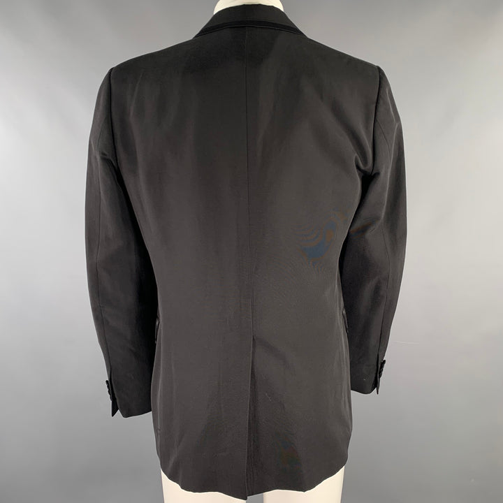 SALVATORE FERRAGAMO Size 40 Regular Black Silk Notch Lapel Sport Coat