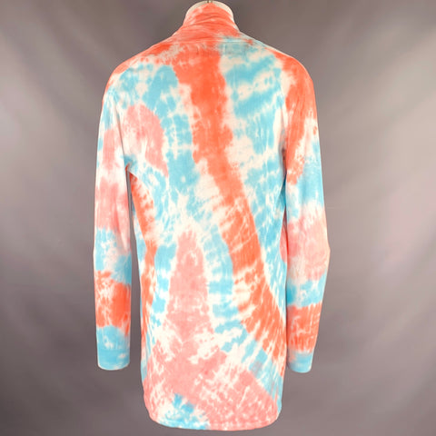 BAJA EAST Size XS Pink Blue Tie Dye Pima Cotton Open Front Cardigan