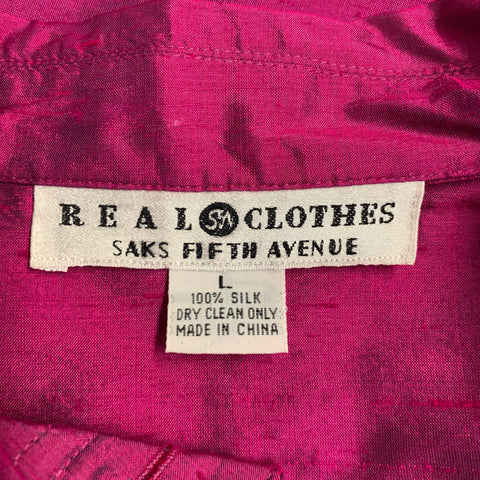 SAKS FIFTH AVENUE Size L Pink Fuchsia Silk Jacket Blazer