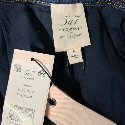 CINQ a' SEPT Size 8 Navy Cotton Bubble Hem Mini Skirt