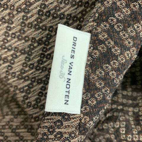 DRIES VAN NOTAN Talla 4 Chaqueta texturizada de rayón de lana blanca marrón