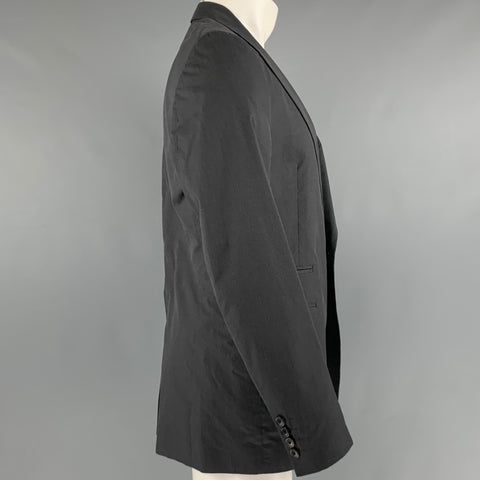 DRIES VAN NOTEN Size 40 Black Grey Stripe Cotton Sport Coat
