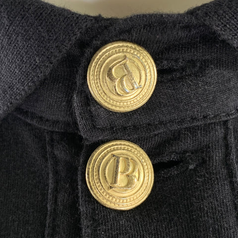 PIERRE BALMAIN Size XS Black Gold Embroidery Cotton Polo