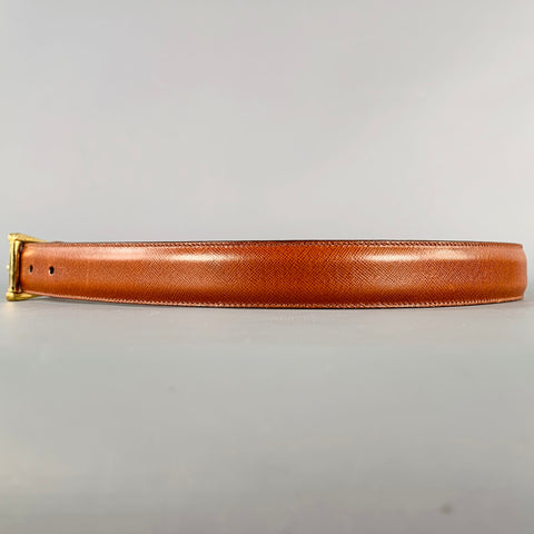 COLE HAAN Size 36 Brown Saffiano Leather Belt