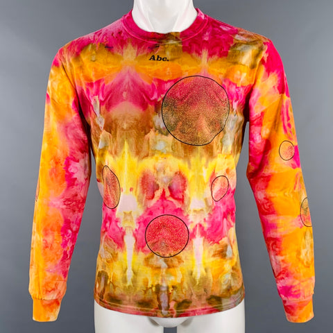 ADVISORY BOARD CRYSTALS Size S Orange Fuchsia Tie Dye Long Sleeve T-shirt