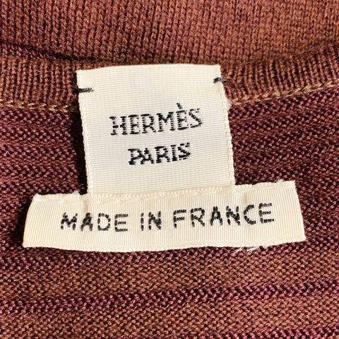 HERMES T.6 Robe Top Écharpe en Soie sans Manches Mélange de Coton Tissus Mixtes Marron Orange