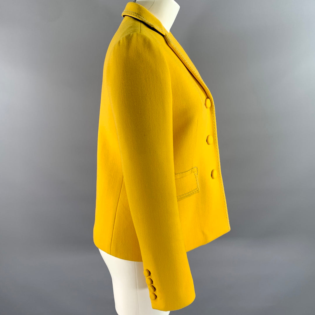 BOTTEGA VENETA Size 4 Yellow Wool Polyamide Chain Stitch Blazer