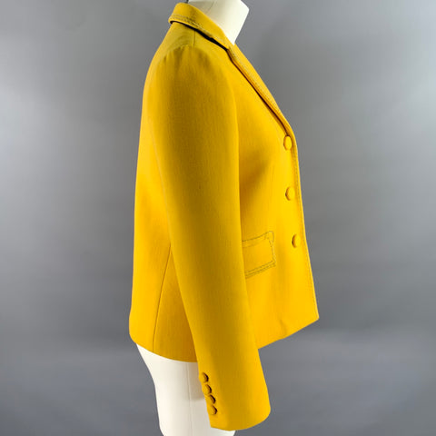 BOTTEGA VENETA Size 4 Yellow Wool Polyamide Chain Stitch Blazer