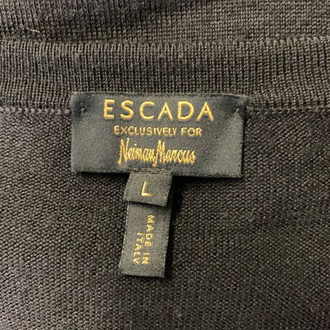 ESCADA Size L Black Wool Silk Cardigan