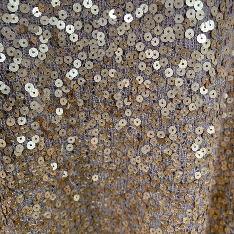 DONNA KARAN Size S Gold Cashmere Silk Sequined Elastic Waistband Maxi Skirt