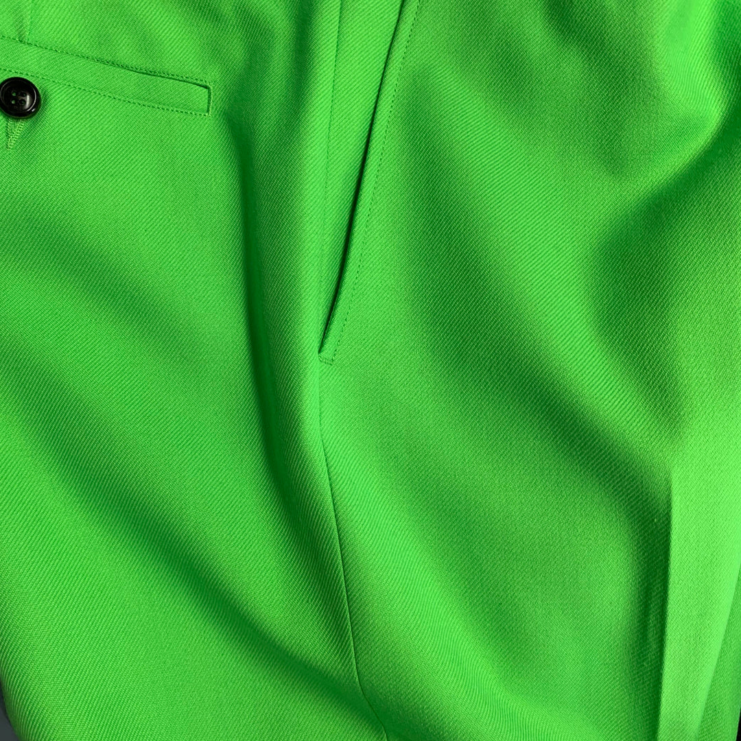 AMI by ALEXANDRE MATTIUSSI Size 36 Neon Green Wool Blend Twill Notch Lapel Suit