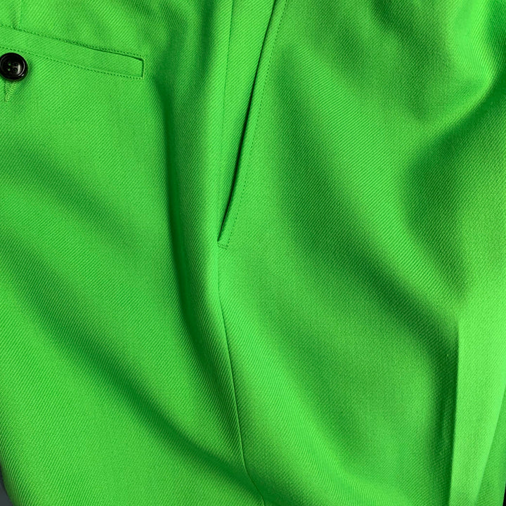 AMI by ALEXANDRE MATTIUSSI Size 36 Neon Green Wool Blend Twill Notch Lapel Suit