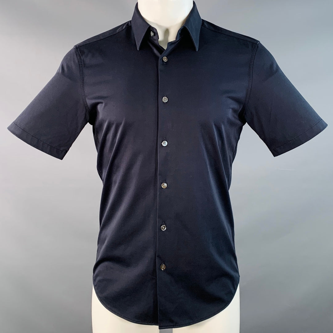 THEORY Size S Black Viscose Stretch Short Sleeve Shirt