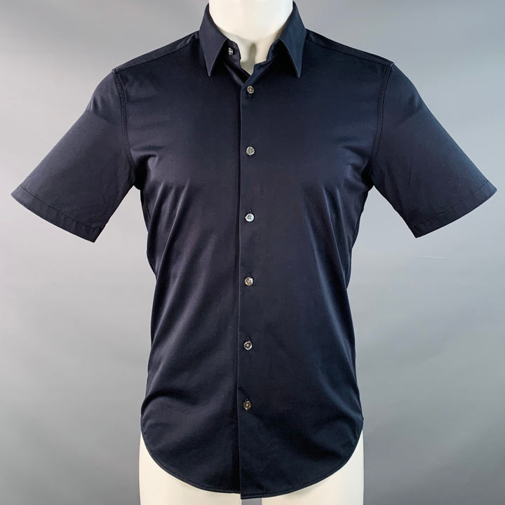 THEORY Size S Black Viscose Stretch Short Sleeve Shirt