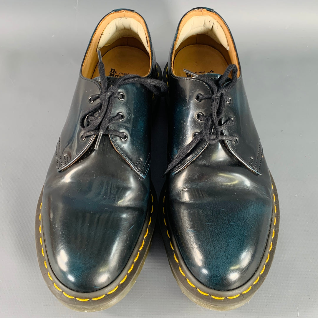 DOC MARTENS x COMME des GARCONS Size 10 Navy Patent Leather Derby Lace-Up Shoes