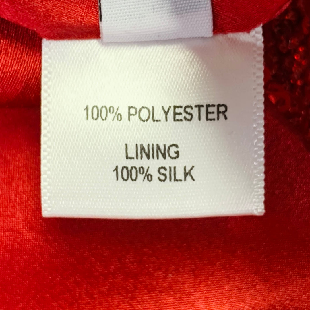 PRABAL GURUNG Size 2 Red Polyester Sequined Draped Dress Top