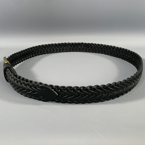 NO BRAND Black Gold Braided Leather Belt