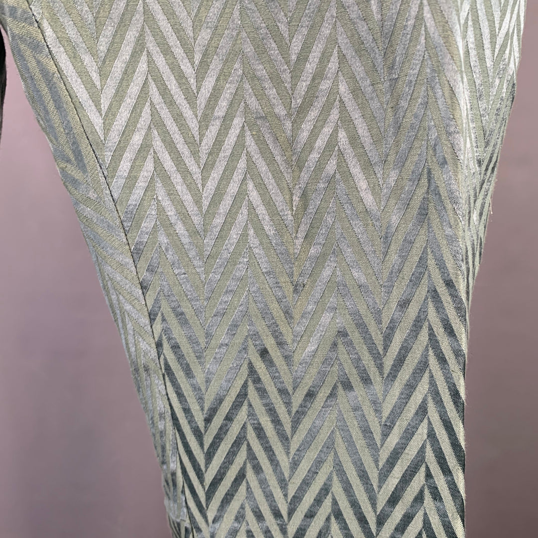 HAIDER ACKERMANN Size 32 Green Herringbone Jacquard Linen Silk Cropped Casual Pants