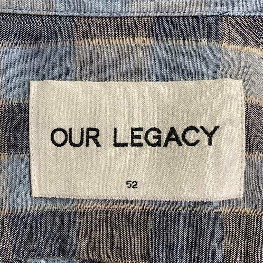 OUR LEGACY Size L Blue Grey Plaid Cotton Button Up Long Sleeve Shirt