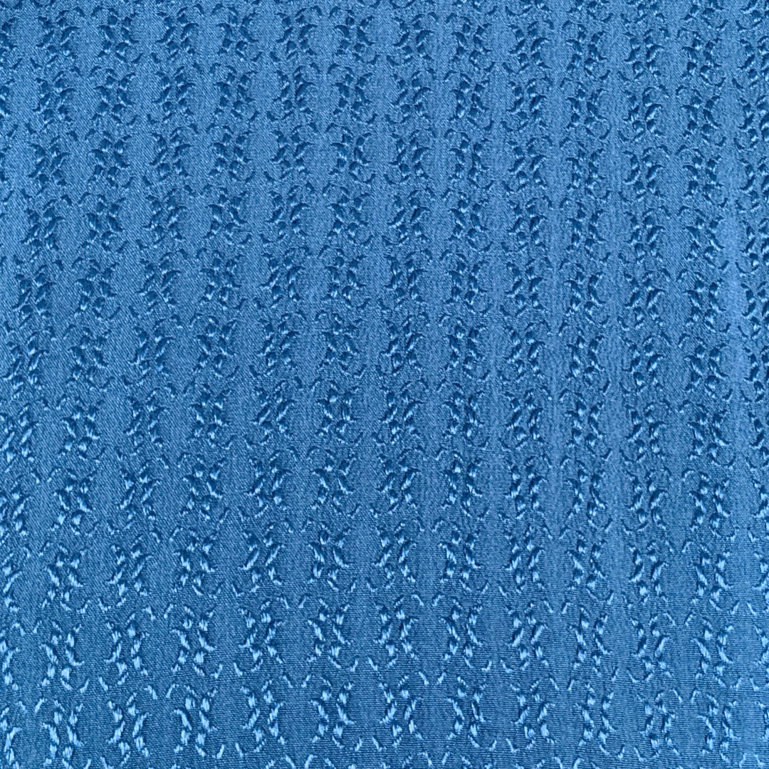 BILLIONAIRE COUTURE Size XL Blue Jacquard Silk Button Up Long Sleeve Shirt