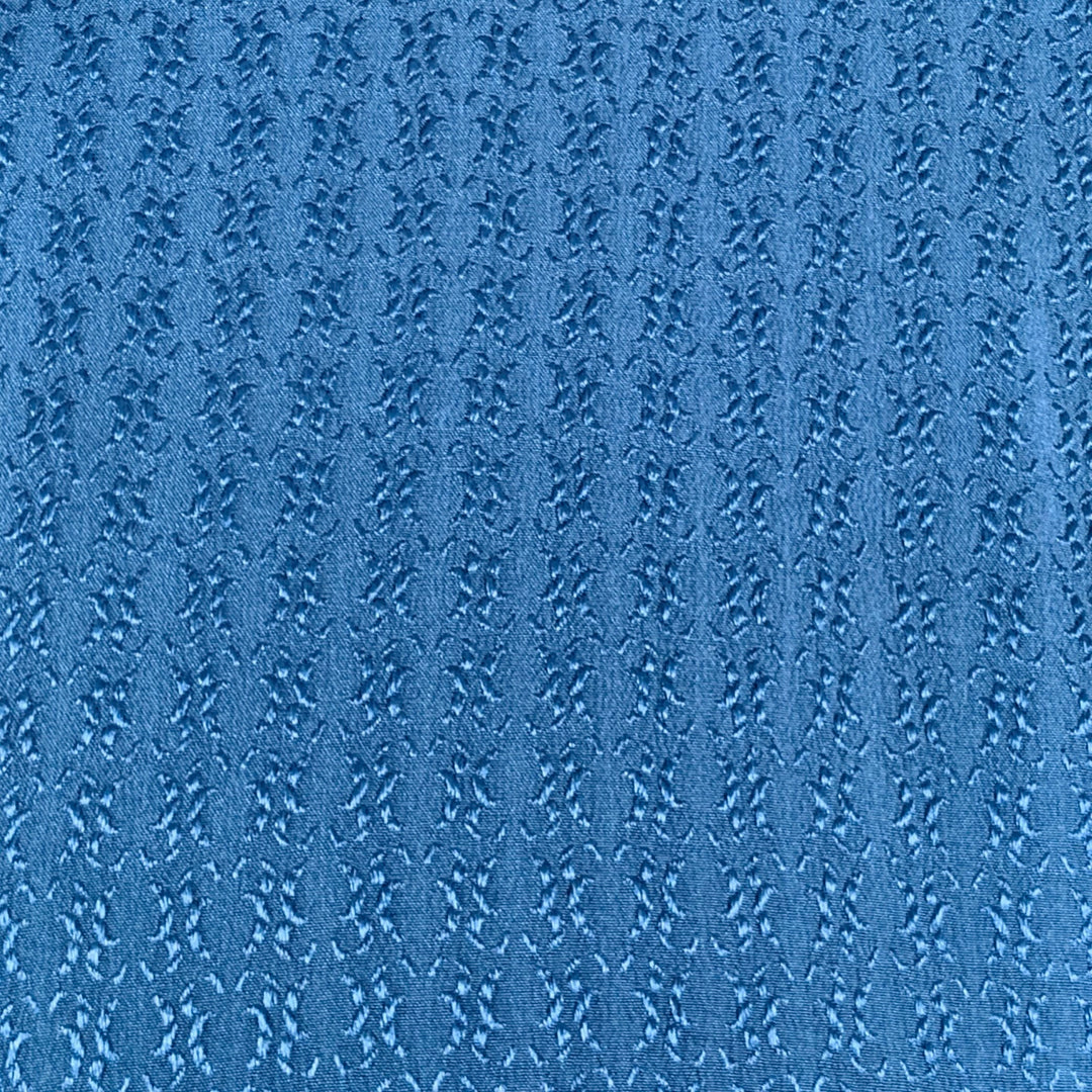 BILLIONAIRE COUTURE Size XL Blue Jacquard Silk Button Up Long Sleeve Shirt