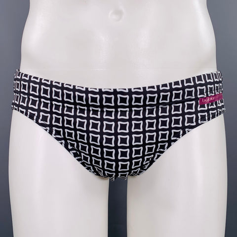 BYBLOS Size 36 Black White Squares Polyamide Blend Elastic Waistband Speedo