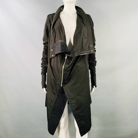 RICK OWENS Size 8 Black Polyester Blend Asymmetrical Zip Up Jacket