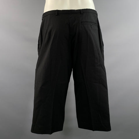 YVES SAINT LAURENT Size 34 Black Polyurethane Trouser Cut Shorts