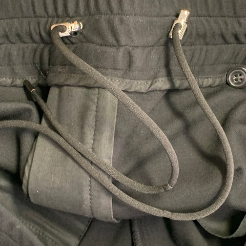 Pantalon décontracté fuselé à cordon de serrage en mélange de viscose noir EMPORIO ARMANI Taille L
