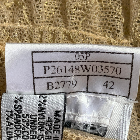 CHANEL Vintage Spring 2005 Size 10 Tan Rayon Blend See Through Lace Sleeveless Dress Top