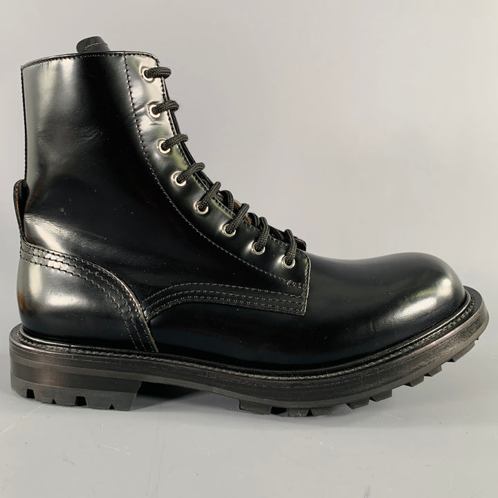 ALEXANDER MCQUEEN Size 9 Black  Leather Lace-Up Combat Boots